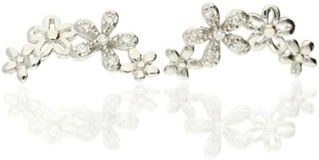 Darcey Climbing Flower Earrings In Sterling Silver And Cubic Zirconia