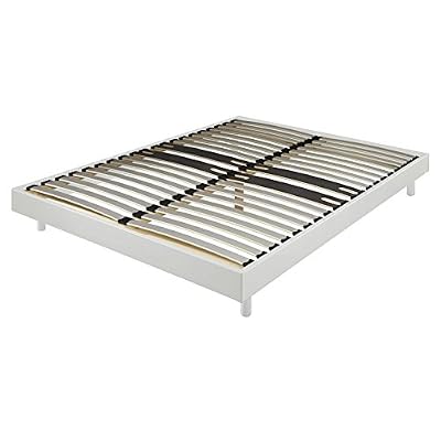 EBAC Literie Sommier + Jeu de Pieds 140x190 Decokit 2x18 Lattes Blanc