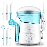 Hydropulseur Jet Dentaire Électrique, iTeknic Irrigateur Dentaire Oral Professionnel avec Stérilisateur UV, 7 Buses de Rechange Réservoir 600ml Hydrojet pour Soins Nettoyage Hygiène Bucco Dentaire