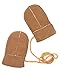 Genuine Sheepskin Puddy Mittens with Split Seam and 'Keep Safe' Cord (Chesnut, Chocolate, Stone)-Ches