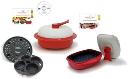 Microhearth Cookware Set (Everyday Pan Combo &amp; Grill Pan) for Microwave Oven, Red by Microhearth