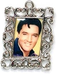 RETRO CHARMS: Vintage Finished Sterling Silver 925 Elvis Photoframe Charm V232E