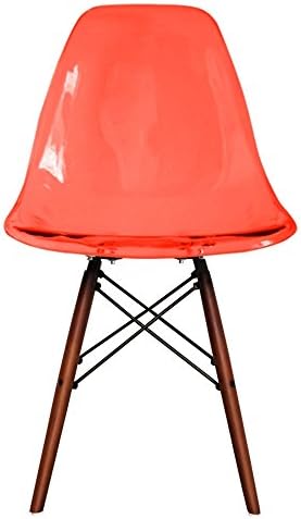 The Inventors Ghost Red Eiffel Chair with Wooden Legs
