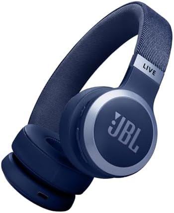 JBL Live 670 NC Cuffie On-Ear Bluetooth Wireless, con Cancellazione Adattiva del Rumore, SmartAmbient, Personi-Fi 2.0, JBL Surround, Connessione Multipoint, fino a 65 Ore di Autonomia, Blu