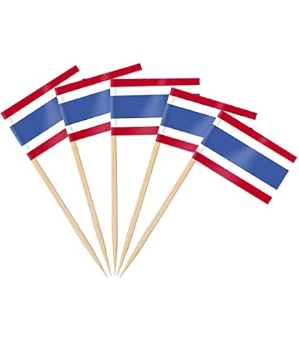 Lot De 40 Drapeaux De Thaïlande 14x21cm - Guirlande Décorative 11,4m Pour Fêtes Et Événements