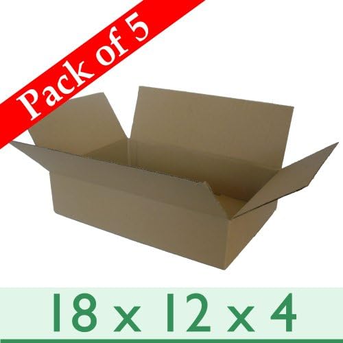 5 x A3 Sized Long Brown Mailing Cardboard Boxes - Single Wall - 18" x 12" x 4" / 457mm x 305mm x 102mm