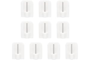 AIVEKE Pack of 10 Curtain Hooks Self-Adhesive White Self-Adhesive Hooks Curtain Rod Hooks Plastic Decorative Hooks Adhesive Hooks for Curtain Holders Curtain Rods