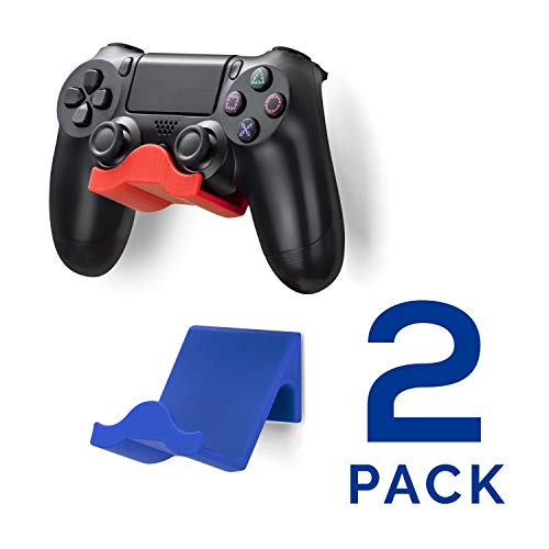 Preisvergleich Produktbild Brainwavz PS4 Gamecontroller Wandhalterung (2 Stück) - Playstation 4 Game Controller Zubehör - Rot & Blau