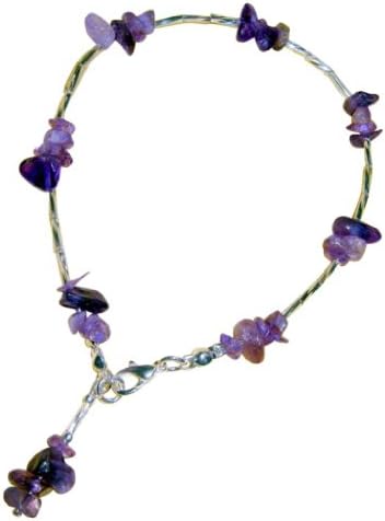 ~PURPLE AMETHYST~ BEADED GEMSTONE ANKLE CHAIN ANKLET 10"..