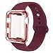 Produktbild INZAKI Kompatibel für Apple Watch Armband mit Hülle 44mm,Soft Silikon Classic Sportarmband Ersatz Uhrenarmbänder mit Displayschutz Schlankes case für iWatch Series 4, Sport, Edition,S/M,M/L,Rose Red