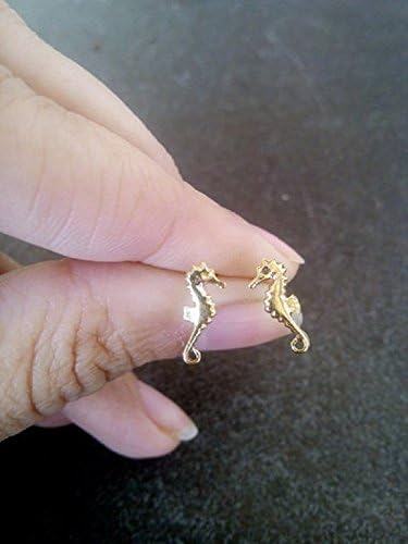 Gold posts stud, Tiny Seahorse earrings,Sea Horse Posts, Stud Earrings post