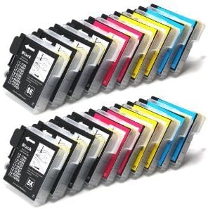 20 X Compatible Ink Cartridges For Brother LC1100 LC 1100 LC980 LC 980 (8x black 4x cyan 4x magenta 4x yellow) LC1100BK LC1100Y LC1100C LC1100M LC980BK LC980Y LC980C LC980M For Models Brother MFC-250C MFC-255CW MFC-290C MFC-295CN MFC-297C MFC-490CN MFCJ615W MFC-5490CN MFC-5890CN MFC-5895CW MFC-790CW MFC-795CW MFC-6490CW MFC-6890CDW MFC-990CW DCP-145C DCP-163C DCP-165C DCP-167C DCP-185C DCP-195C DCP-365CN DCP-373CW DCP-375CW DCP-377CW DCP-383C DCP-385C DCP-387C DCP-395CN DCP-585CW DCP-6690CW DCP-J715W UNIVERSAL COMPATIBLE FOR LC38 LC61 LC65 LC67 LC990 Supplied By Delcomcomputers & Wantmoreink