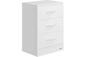 ‎CASARIA Casaria® Nachttisch Weiß 3 Schubladen Kabelführung Wandbefestigung Boxspringbett Schlafzimmer Nachtschrank Nachtkonsole Nachtkommode Holz 54x39x28cm