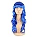 Popamazing Multicolor Chic Long Curly Wavy Hair Wig Cosplay Party Fancy Dress (Blue)