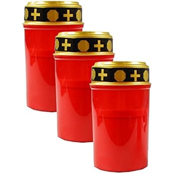 KELOPEST® LED Grave Light Red Or White With Battery And Up To 6 Months Light Duration - LED Grave Candle With Realistic Flickering Effect