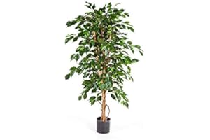 artplants.de Ficus Exotica Artificiale, in Vaso, 495 Foglie, Verde, 120cm - Pianta Tropicale/Ficus Decorativo