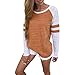 Produktbild Sweatshirt T-shirt,Dasongff Mode Damen Langarm Gestreift Strick Spleiß-Blusen Oberseiten Langshirt T-Shirt Oberteil Tops (M, Orange)