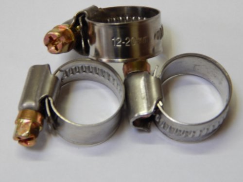 10 Stück EDELSTAHL Schlauchschellen W2, Spannbereich 12 bis 20 mm, Bandbreite 12 mm, DIN 3017, Industriequalität, mit Schneckengewinde,