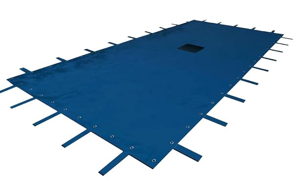 TERRE JARDIN Bache Piscine Hivernage en Polyéthylène 140g/m² - Bache Protection pour Piscine Rectangulaire - Bâche Résistante Oeillets Aluminium Pattes d'attache - 8 x 4 - Bleu