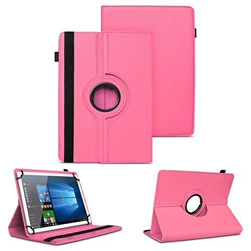 NAUC Tasche für Vodafone Smart Tab 4 / 4G Hülle Tablet Schutzhülle Farbauswahl Kunstleder Cover Case Schutztasche Stand 360° Drehbar Etui Zubehör , Farben:Pink