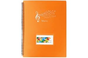 HEAVENLIFE Notenmappe für Notenblätter, Notenordner Schwarz Chormappe A4, Wasserdicht Musikordner, 30 Páginas/60 Taschen für Papier, Gemälde, Notenblätter, Dokumente (Orange)