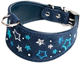 Doggy Things Embroidered Whippet/Greyhound Collar, 31 cm, Blue