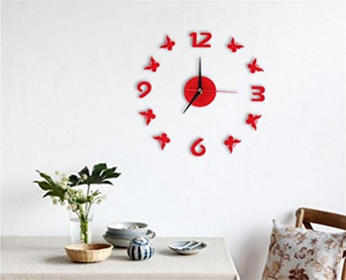 MI Digital Wall Clocks In The Living Room Wall Stickers Upstairs Silence Acrylic Creative Diy Watches , Red,Red