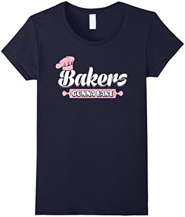 Women's BAKERS GONNA BAKE Pastry Chef T-Shirt Small Navy