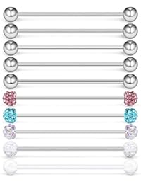 Piercing Lingua E Capezzolo Acciaio Inox 316L - Barbell Dritto 14G 12/14/16mm - 5 Paia - Foto 2