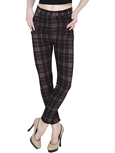 MUKHAKSH Women/Girls/Ladies Hot Latest Stretchable Brown Check Jeggings/Lower/Trouser for Casual & Office wear (Free Size 26 to 40 Waist) (Size 26/28/30/32/34/36/38/40 Waist) RS.299 (81.00% Off) - Amazon