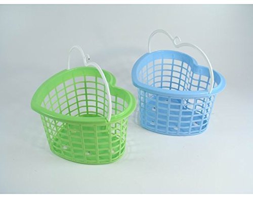 OEM SYSTEMS Cesta Cestino Porta mollette in plastica Forma Cuore con Manico 1 pz, Argento