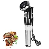✪HE CALEFACCIÓN DEL CIRCULADOR RÁPIDO: a 1500 W, el sous vide calienta el agua rápidamente, es más rápido llegar a la temperatura. Éste mantiene la temperatura uniforme y constante, ayuda a cocinar los alimentos a una temperatura particular. Y el circulador mejorado también puede manejar baños de agua mucho más grandes para permitir cocinar más alimentos a la vez.