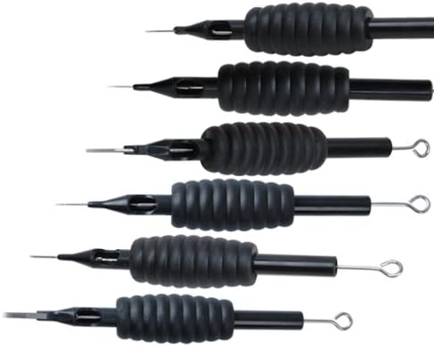 60 Assorted Disposable Sterilised Tattooing Tattoo Needles & Tubes Grip Kit RL RS F M1