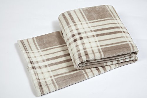 Throw super soft plush velvet, machine washable, suitable for bed, chair or sofa (130x180, Natural)