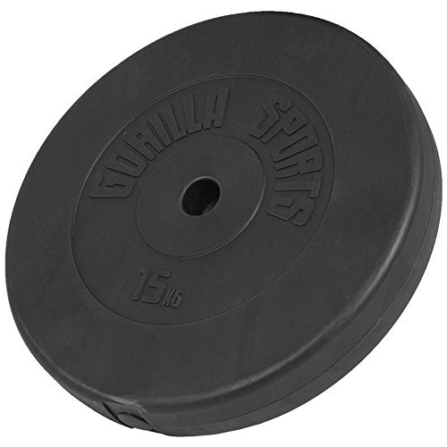 Gorilla Sports Hantelscheibenset Kunststoff 30 kg – 2x15kg Hantelscheiben für Fitness Krafttraining Kraftsport Bodybuilding - 2