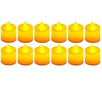 IZHARODI Yellow LED Diwali Flame Less Tealight Battery Operated Candles - Pack of 12