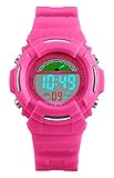 VDSOW Kinder und Jugendliche Digital Uhr mit Rose Silikon Armband 5 ATM Wasserdicht Outdoor Mädchen Elektronische Sportuhren mit Alarm/Woche/El Licht