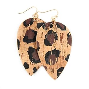 Bohemian Delicate Lightweight Cork Geometric Earrings - Filigree Cutout Petal Leaf, Teardrop, Feather Fringe Drop Dangles