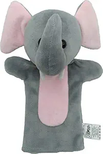 Benny N Bunny Hand Puppets Elephant Jungle Animal Friends with Working Mouth for Imaginative Play, Storytelling, Teaching, Preschool & Role-Play - Grey - 24cm