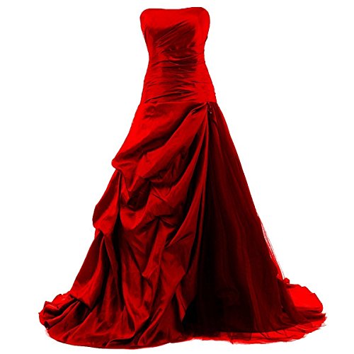 O.D.W Longue Couleur Retro Robes de Mariage Gothique Robe de MarišŠe Vintage Femme Rouge 50