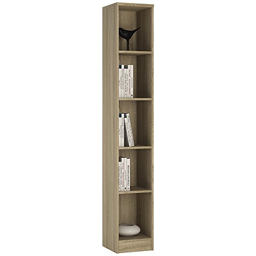 Furniture To Go 4 YOU Tall Narrow Bookcase with Melamine, 30 x 190 x 35 cm, Sonama Oak