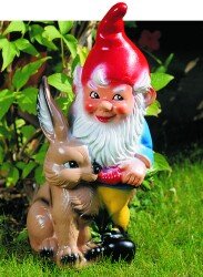 Zwerg mit Hase, 45cm groß