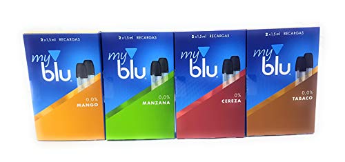 8 Recargas My Blu - 4 Sabores diferentes - 2 recargas de casa sabor - 0,0% nicotina