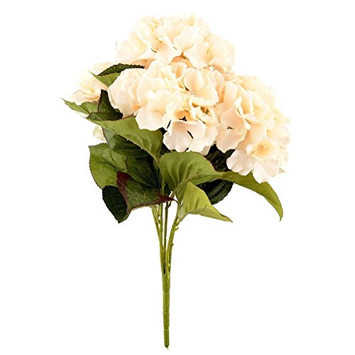 NO:1 künstliche Hortensie Seide Blume Blumenstrauß Dekoration 5 Blumen Champagner - 2