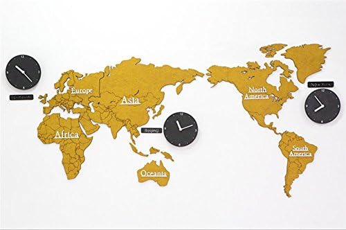 Acrylic Wall Mounted Mute Clock World Map Wall Stickers, Living Room Decoration Suzuki Movement Clock , C