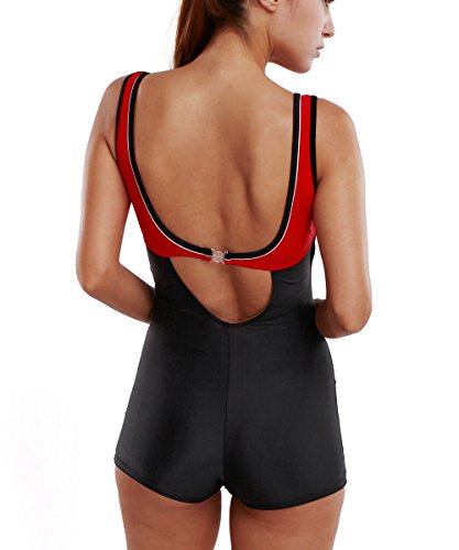 Delimira Damen Einteiler Badeanzug – Schlankheit Hotpants Bademode Schwimmanzug - 2