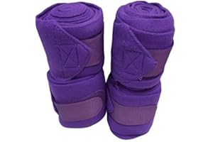 Cwell Equine Juego de 4 vendas de forro polar para caballo/mazorca/pony de 4 pulgadas de ancho y 3 metros, color morado