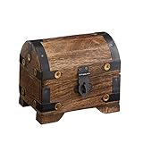 WUNDERSCHÖNE, RUSTIKALE HOLZBOX: Die Box ist im Vintage-Look gehalten und verfügt über nostalgische Metallbeschläge, die als liebevolle Verzierung dienen. Ideal zur Aufbewahrung von Schmuck oder Geld.