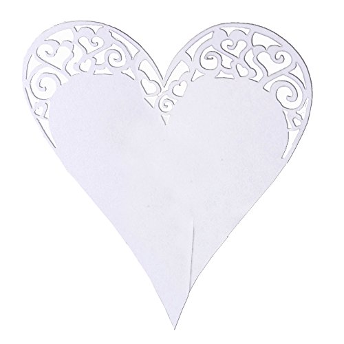 Tischkarte 10 Stück - Herz mit Musterung weiß - zu allen Feierlichkeiten wie z.B.Geburtstag oder Hochzeit