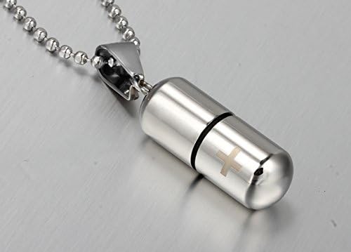 Mini Size Waterproof Pill Fob Pill Holder, Charm Pendant Pill Case 0.2oz (Steel)